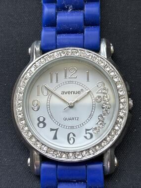 Avenue Silver Tone Blue Band Women’s Quartz Watch